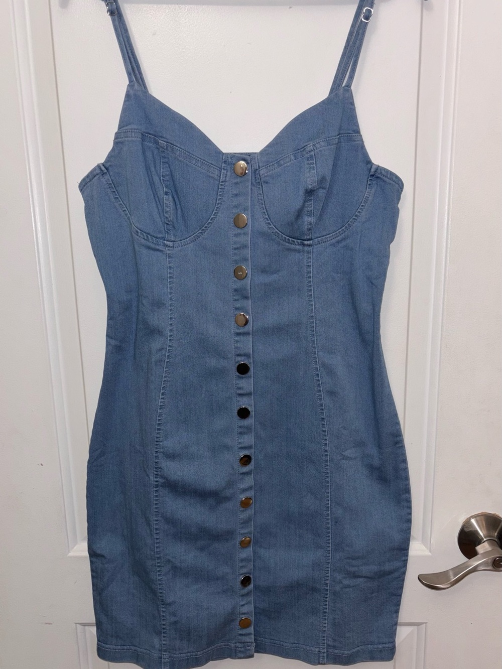 Blue Denim Button-Front Mini Dress